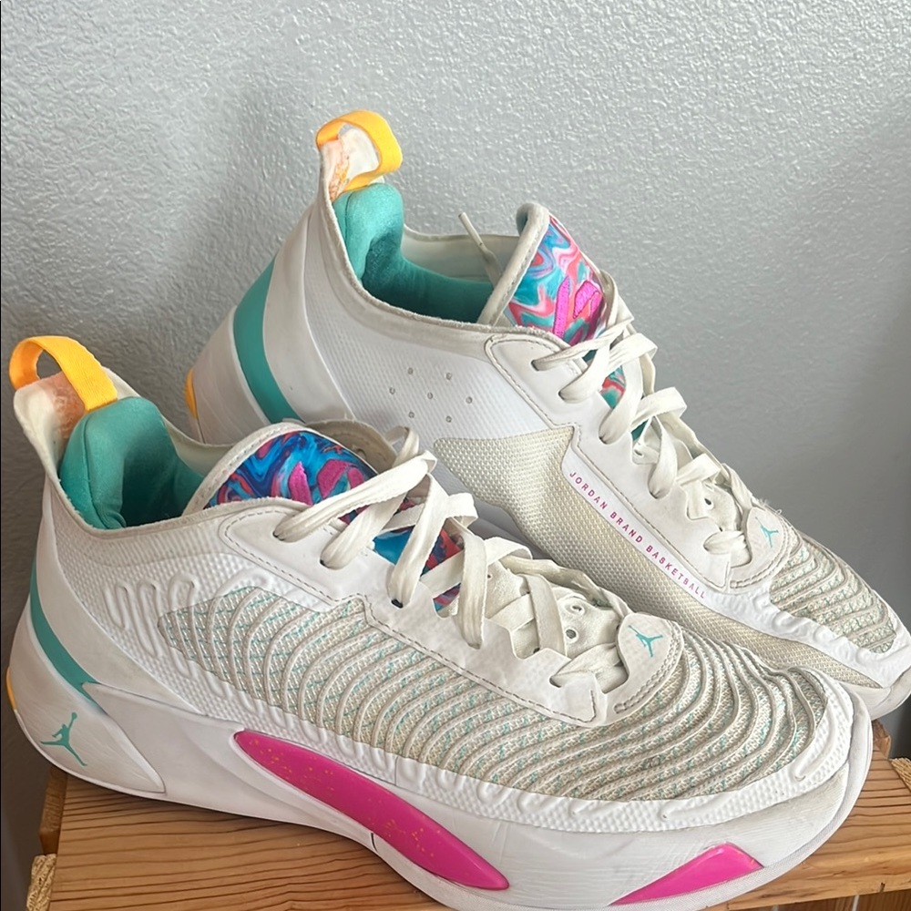 Jordan White and Pink Athletic Sneakers
